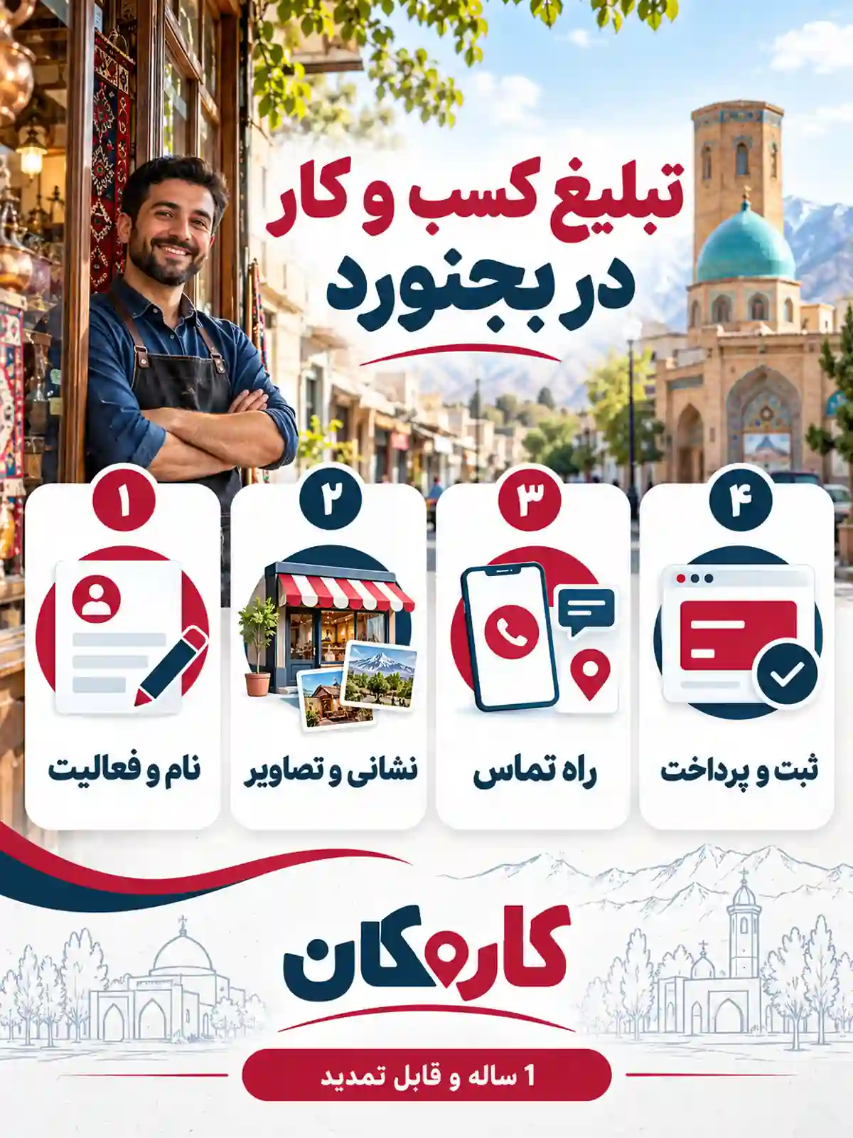 تبلیغ کسب و کار در بجنورد | 1 ساله و قابل تمدید 17 مراحل ثبت آگهی کسب و کار در بجنورد