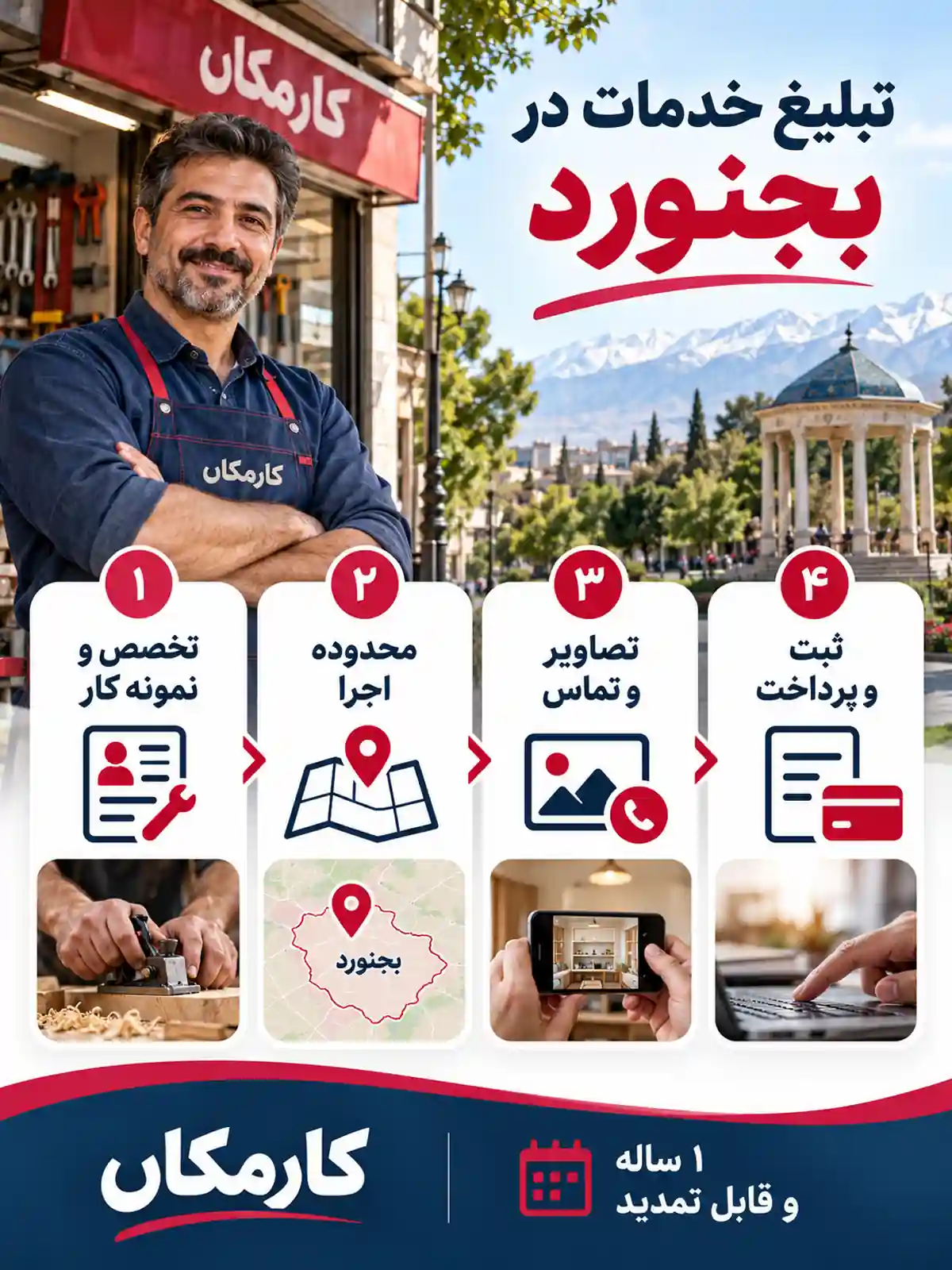 مراحل ثبت آگهی خدمات در بجنورد
