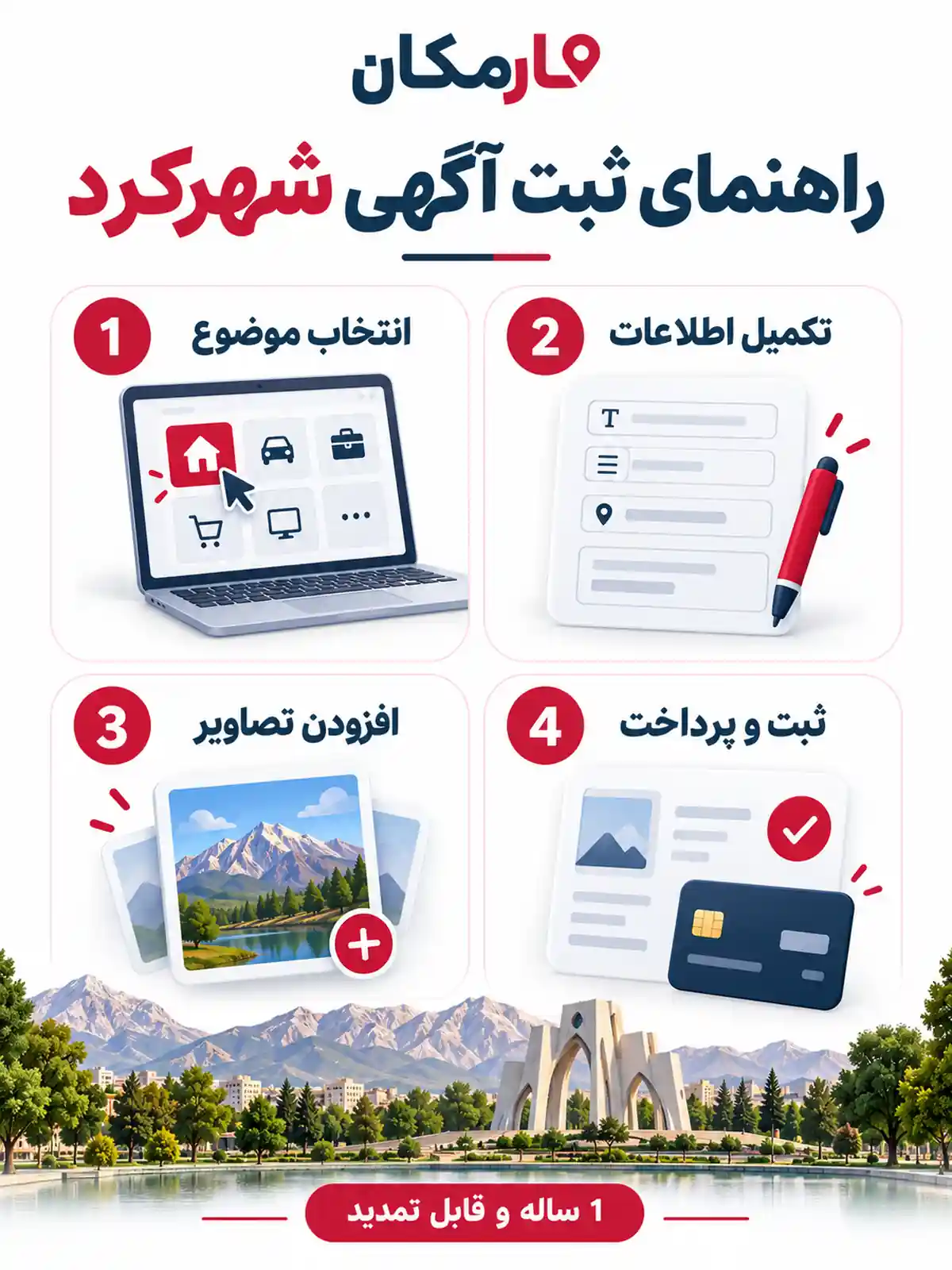 ثبت آگهی در شهرکرد | تبلیغات 1 ساله و قابل تمدید 17 راهنمای مراحل ثبت آگهی در شهرکرد