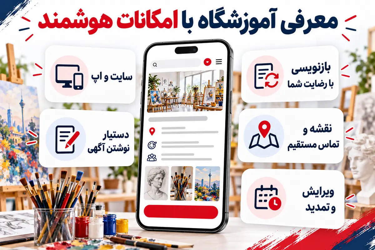 موقعیت آموزشگاه هنری در تهران و راه تماس مستقیم