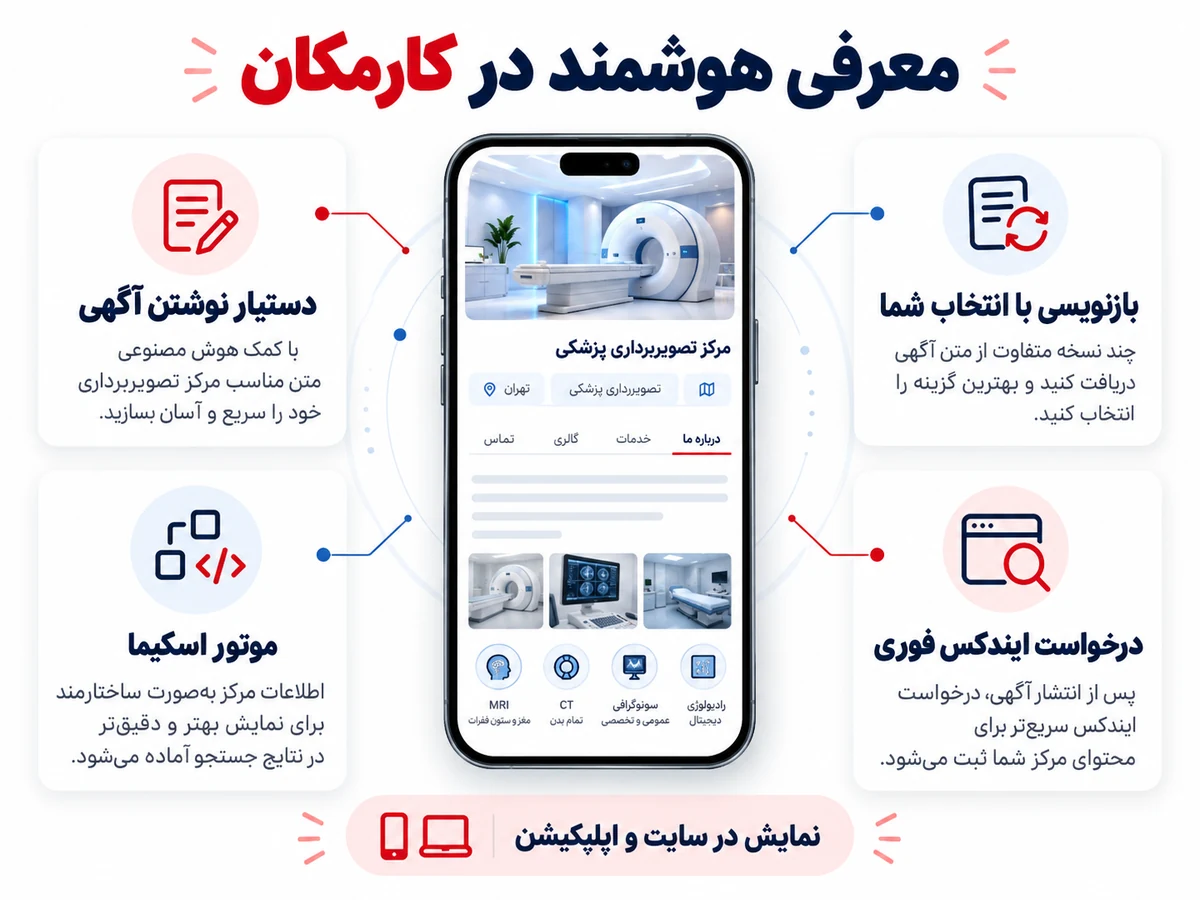 امکانات هوشمند برای نوشتن و ساختاردهی آگهی مرکز تصویربرداری