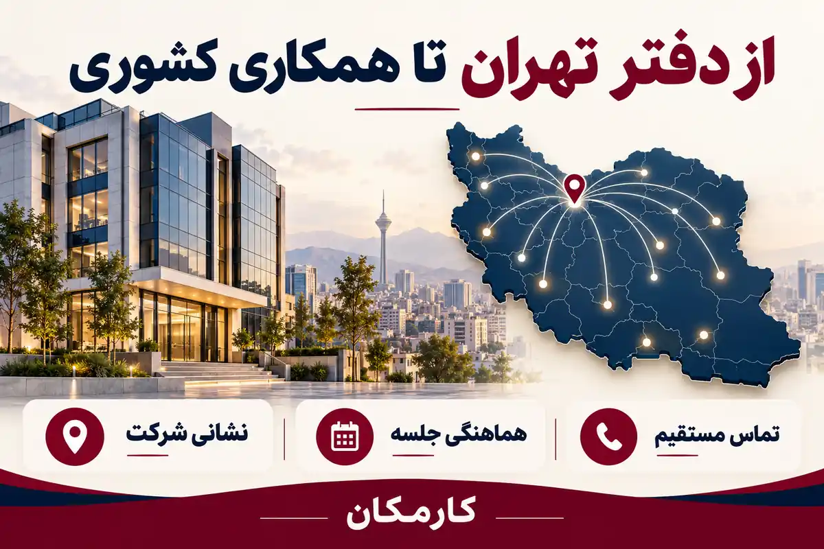 نقشه و تماس مستقیم برای معرفی شرکت بازرگانی تهران