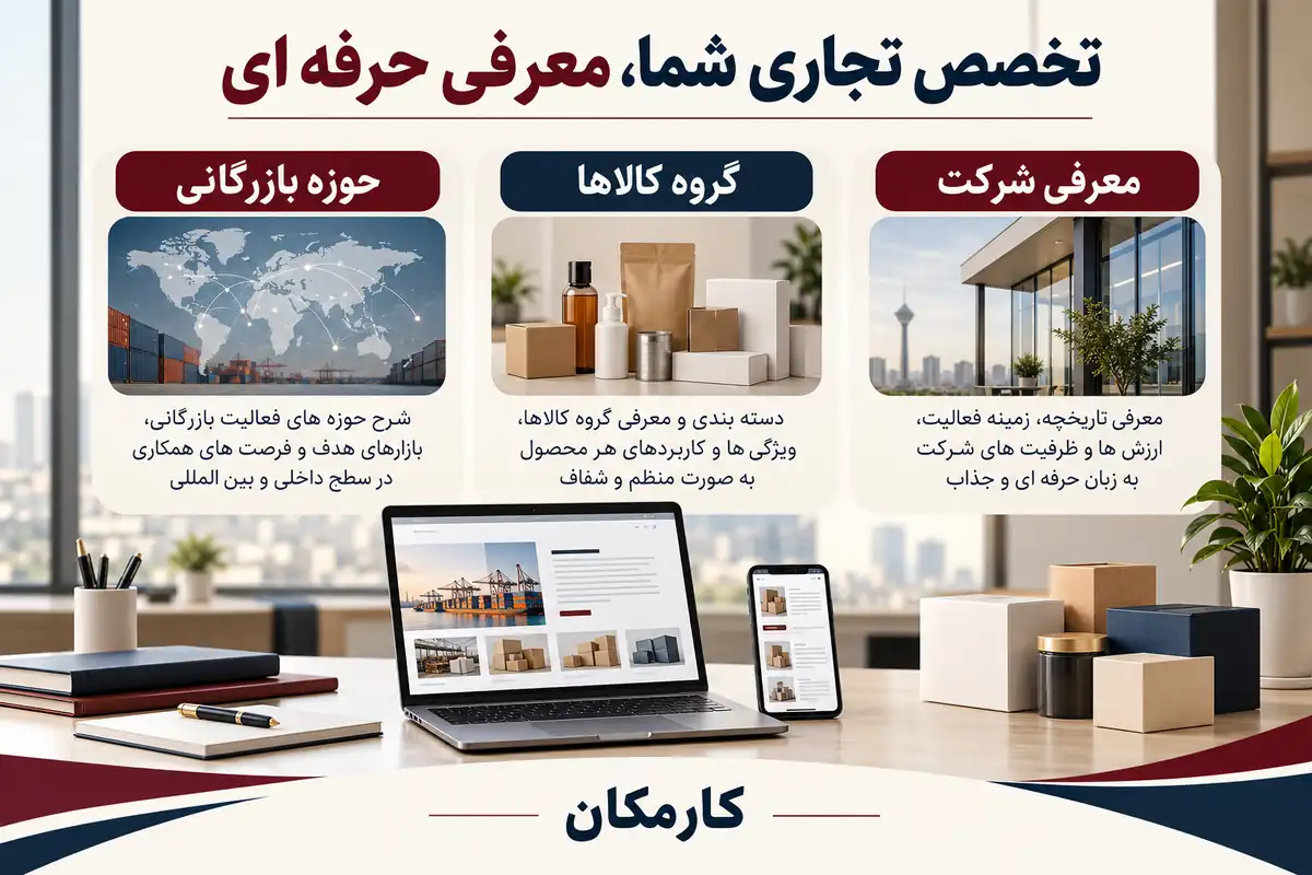 معرفی شرکت بازرگانی با حوزه فعالیت و گروه کالاها